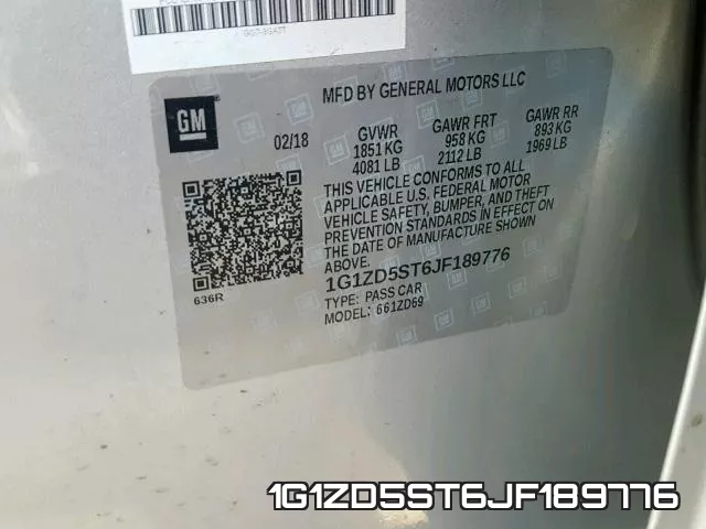 1G1ZD5ST6JF189776 фото 2