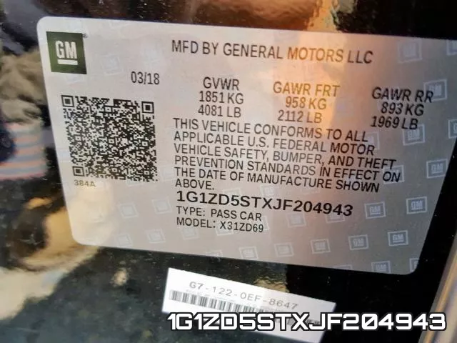 1G1ZD5STXJF204943 фото 2