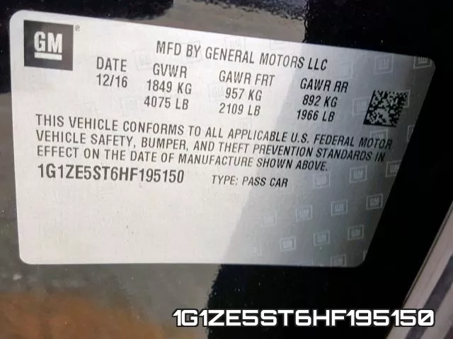 1G1ZE5ST6HF195150 фото 2
