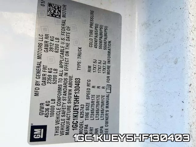1GC1KUEY5HF130403 фото 2