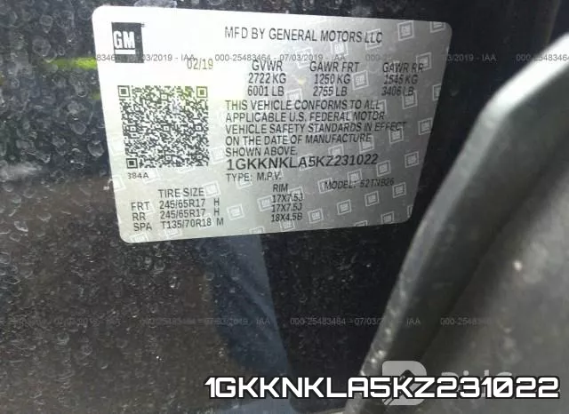 1GKKNKLA5KZ231022 фото 10