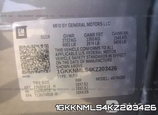1GKKNMLS4KZ203426 фото 10