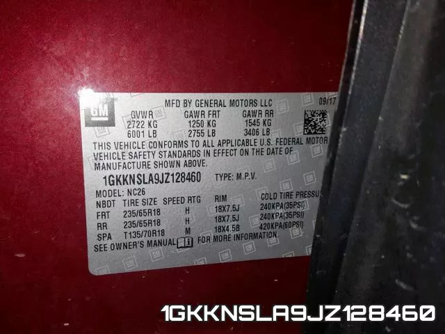 1GKKNSLA9JZ128460 фото 2