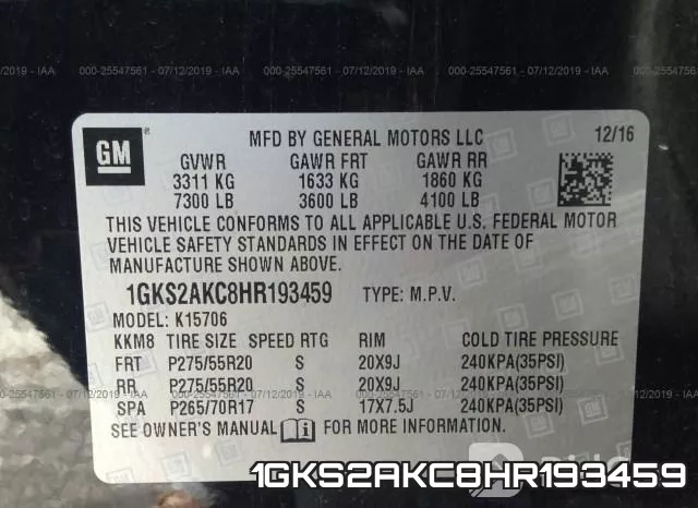 1GKS2AKC8HR193459 фото 10
