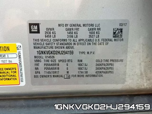 1GNKVGKD2HJ294159 фото 2