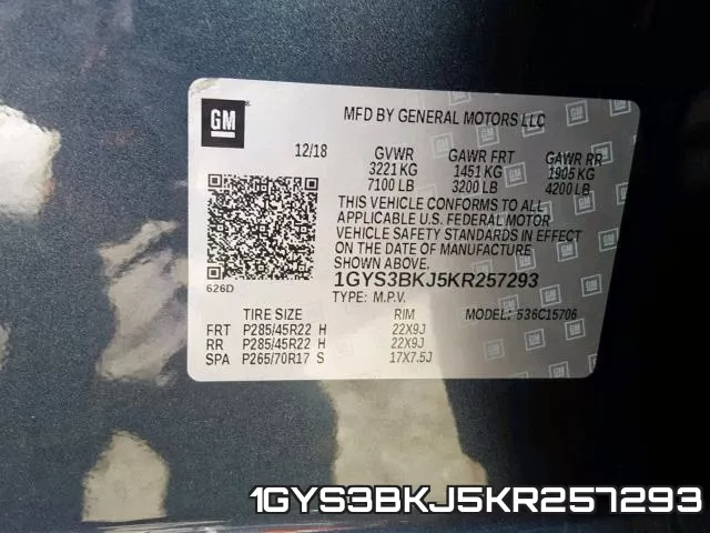 1GYS3BKJ5KR257293 фото 2