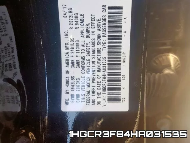1HGCR3F84HA031535 фото 2