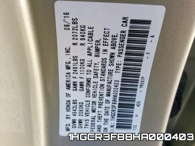 1HGCR3F88HA000403 фото 2