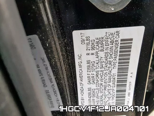 1HGCV1F12JA004701 фото 2