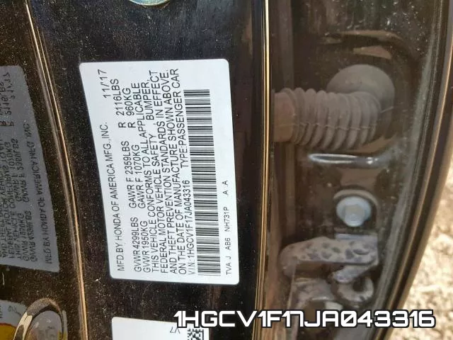 1HGCV1F17JA043316 фото 2