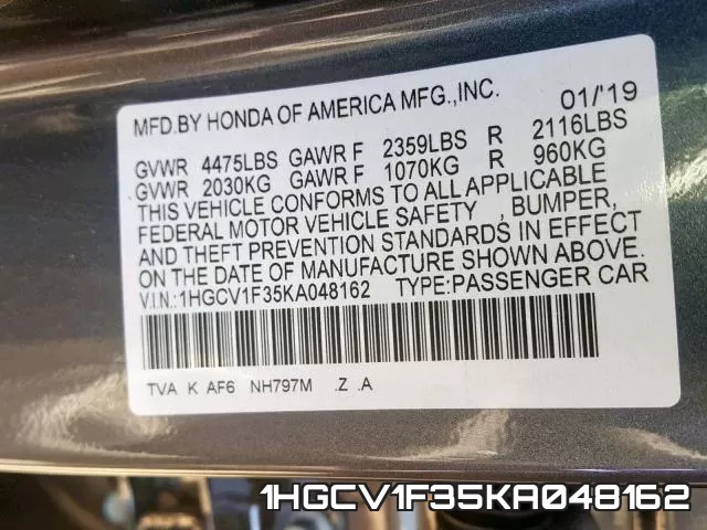 1HGCV1F35KA048162 фото 2
