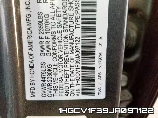 1HGCV1F39JA097122 фото 2