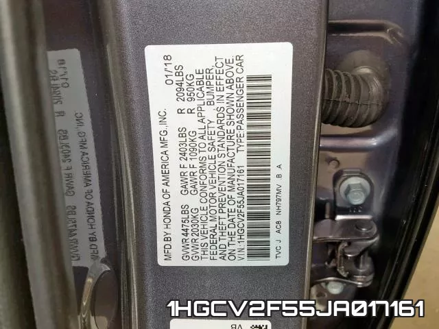1HGCV2F55JA017161 фото 2