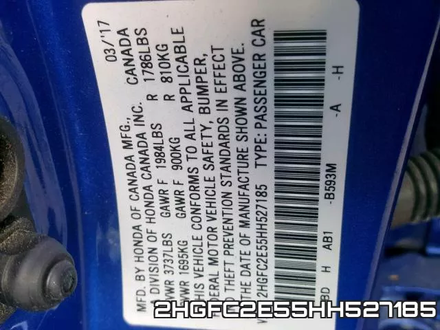 2HGFC2E55HH527185 фото 2
