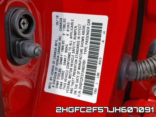 2HGFC2F57JH607091 фото 2