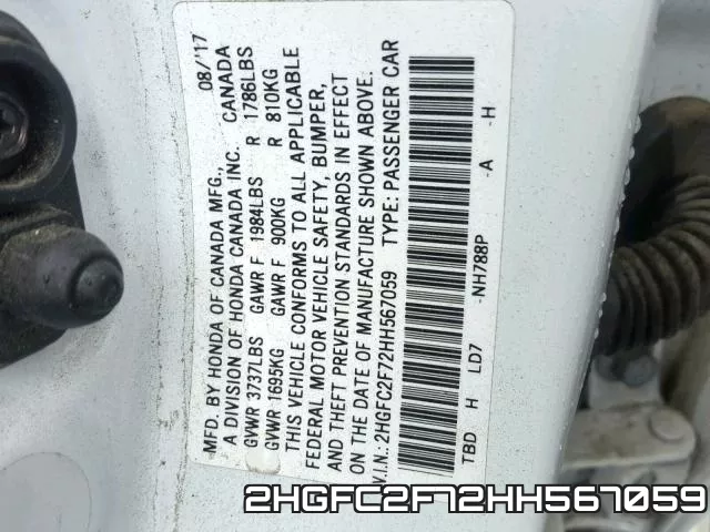 2HGFC2F72HH567059 фото 2