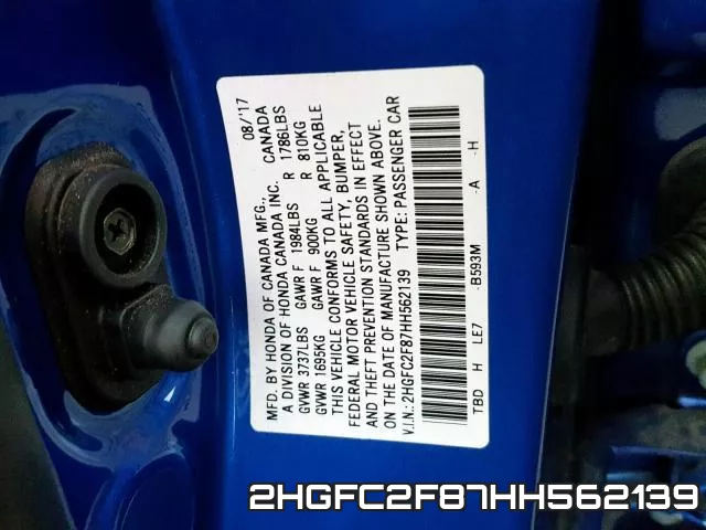 2HGFC2F87HH562139 фото 2