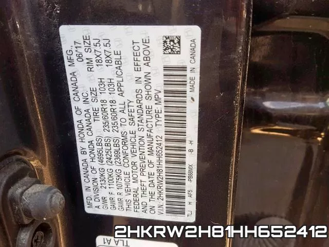 2HKRW2H81HH652412 фото 2