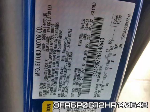 3FA6P0G72HR140643 фото 2