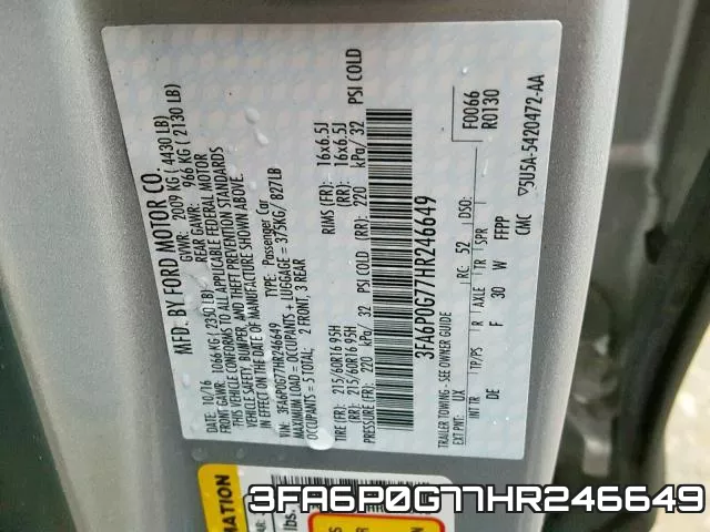 3FA6P0G77HR246649 фото 2