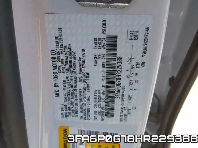 3FA6P0G78HR229388 фото 2