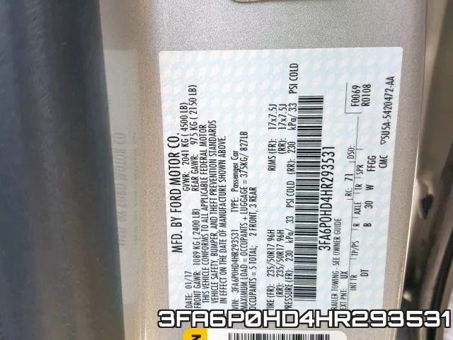 3FA6P0HD4HR293531 фото 2