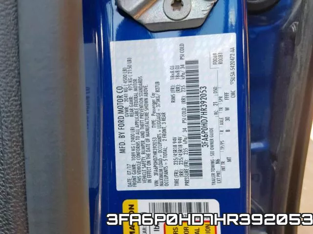 3FA6P0HD7HR392053 фото 2