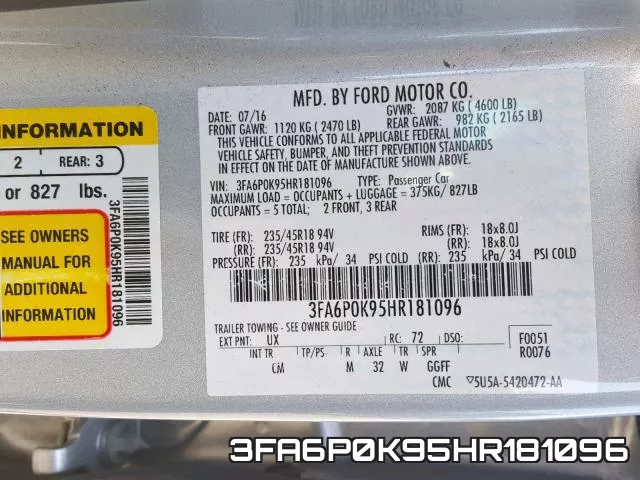 3FA6P0K95HR181096 фото 2