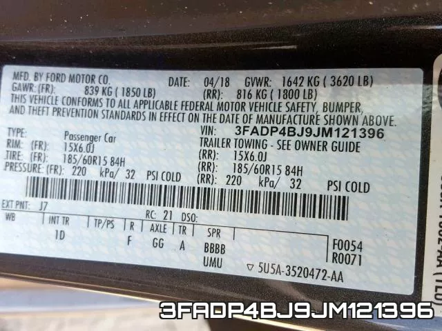 3FADP4BJ9JM121396 фото 2