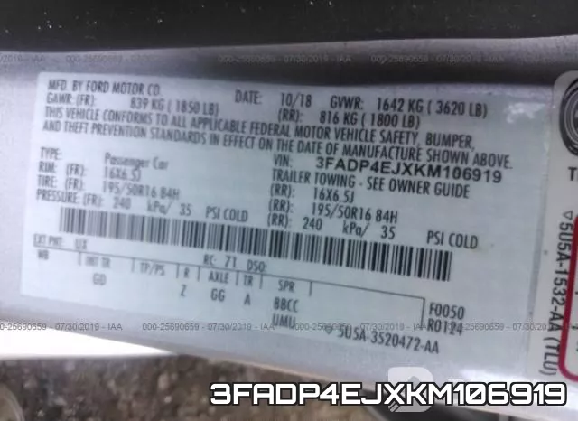 3FADP4EJXKM106919 фото 10