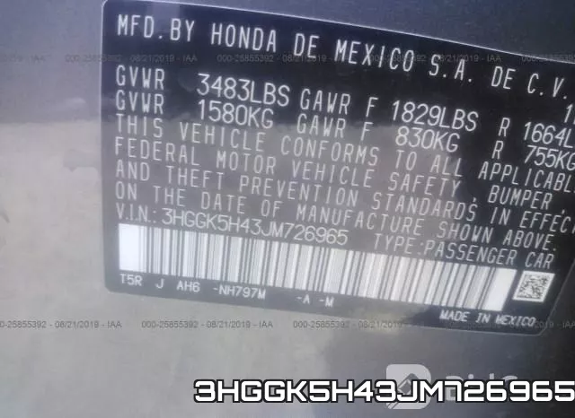 3HGGK5H43JM726965 фото 10