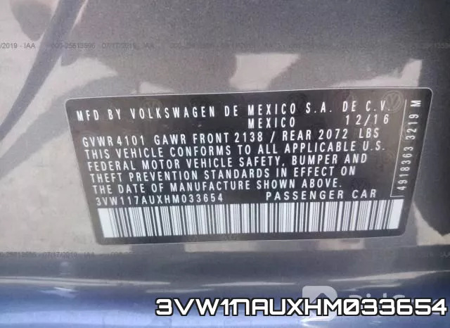 3VW117AUXHM033654 фото 10