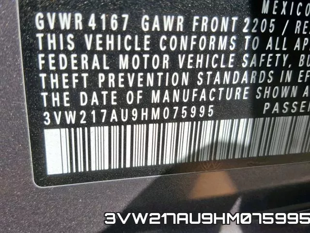 3VW217AU9HM075995 фото 2