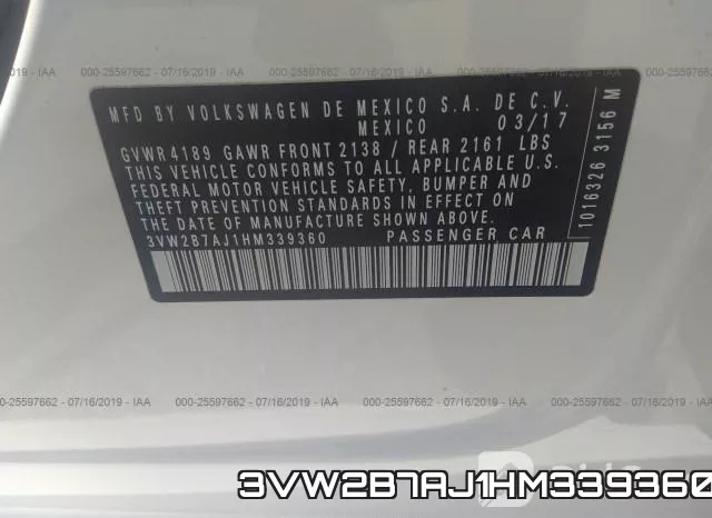 3VW2B7AJ1HM339360 фото 10