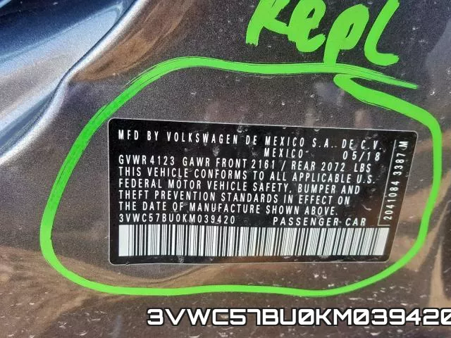 3VWC57BU0KM039420 фото 2