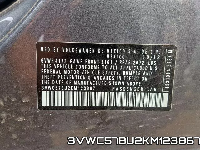3VWC57BU2KM123867 фото 2