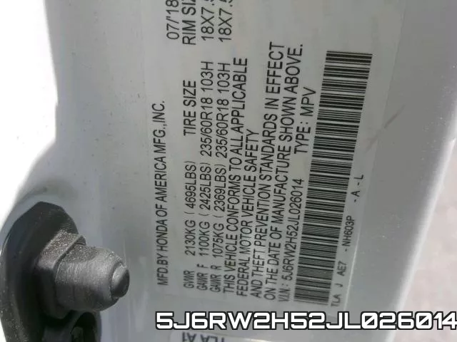 5J6RW2H52JL026014 фото 2