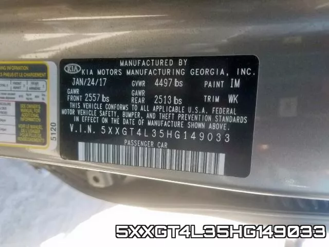 5XXGT4L35HG149033 фото 2