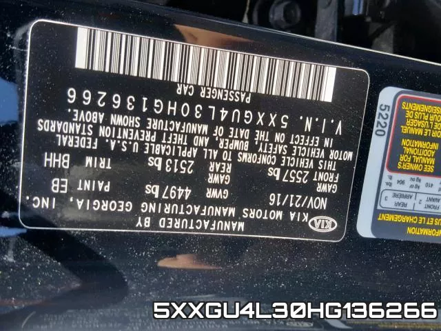 5XXGU4L30HG136266 фото 2