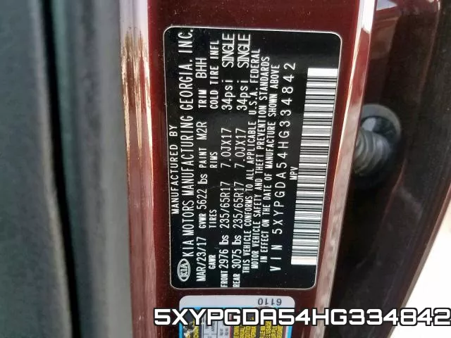 5XYPGDA54HG334842 фото 2