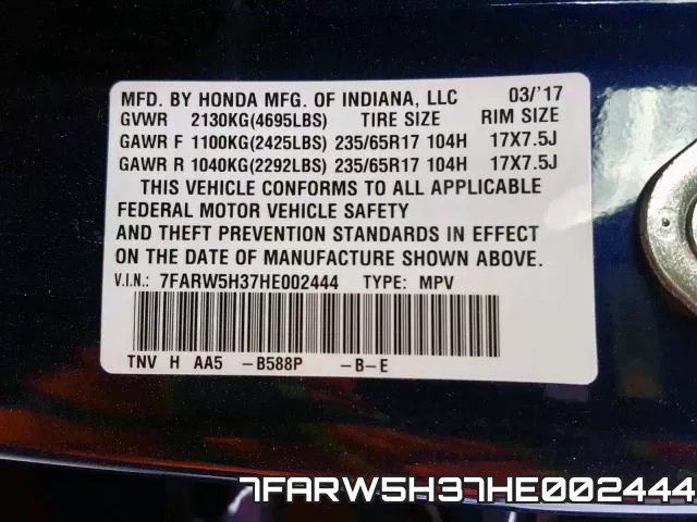 7FARW5H37HE002444 фото 2
