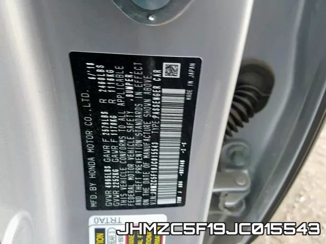 JHMZC5F19JC015543 фото 2