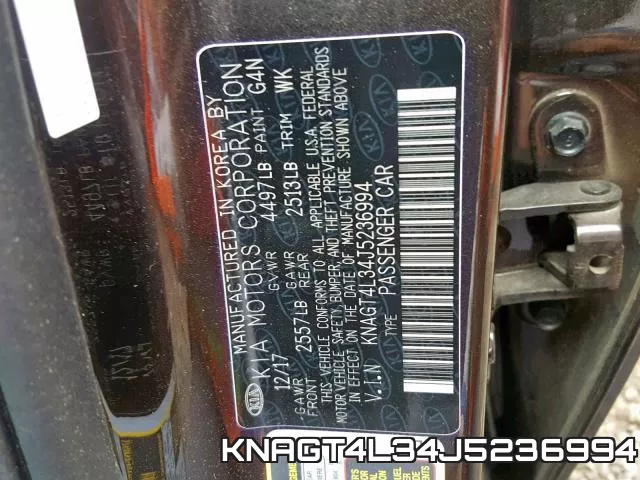 KNAGT4L34J5236994 фото 2