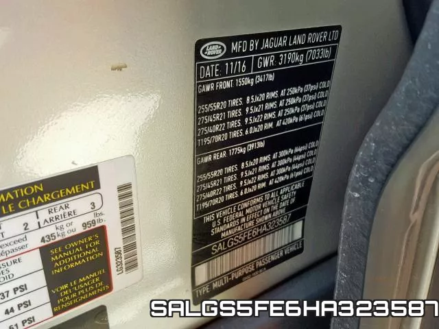 SALGS5FE6HA323587 фото 2