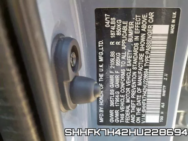 SHHFK7H42HU228694 фото 2