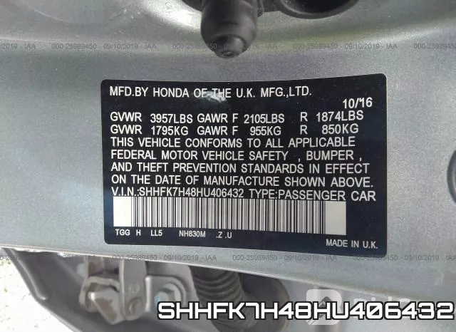 SHHFK7H48HU406432 фото 10
