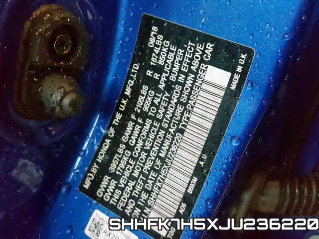 SHHFK7H5XJU236220 фото 2