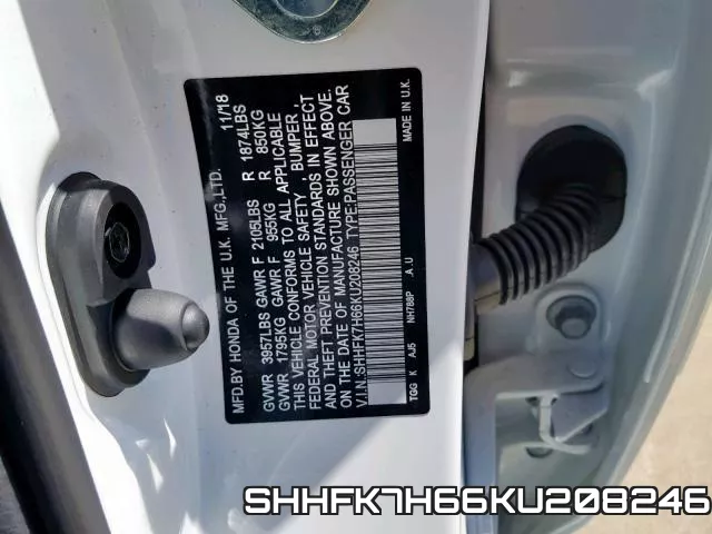 SHHFK7H66KU208246 фото 2