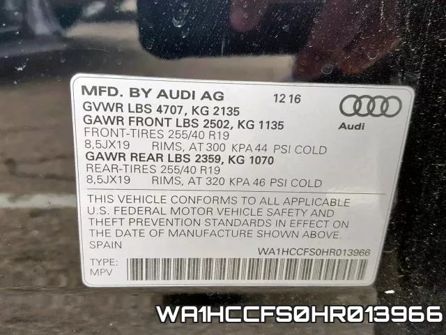 WA1HCCFS0HR013966 фото 2