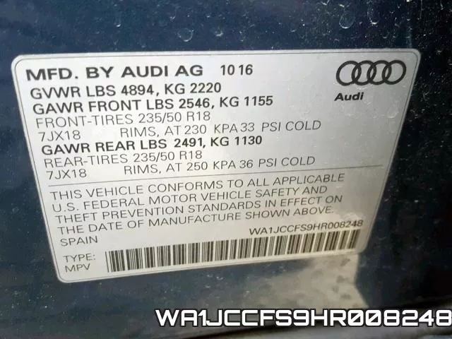 WA1JCCFS9HR008248 фото 2